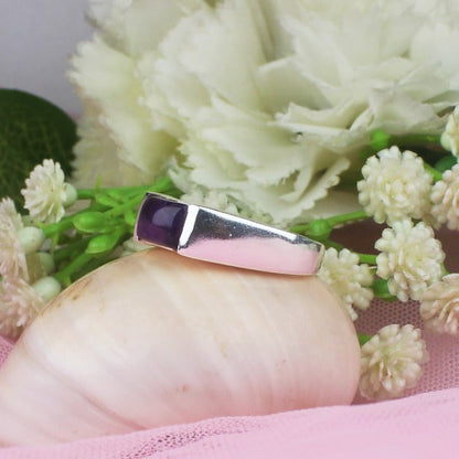 Amazing Gemstone Amethyst Ring Main Metal Brass, Silver Coated