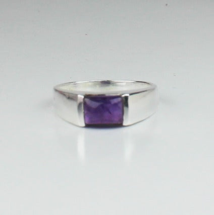 Amazing Gemstone Amethyst Ring Main Metal Brass, Silver Coated