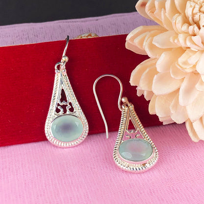 One of a kind Blue Opal Earrings Made of Brass Silver Polished Danglers