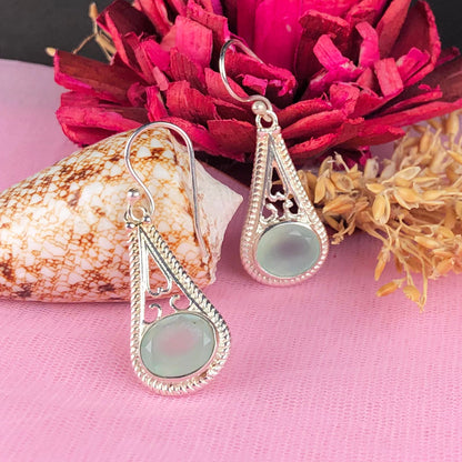 One of a kind Blue Opal Earrings Made of Brass Silver Polished Danglers