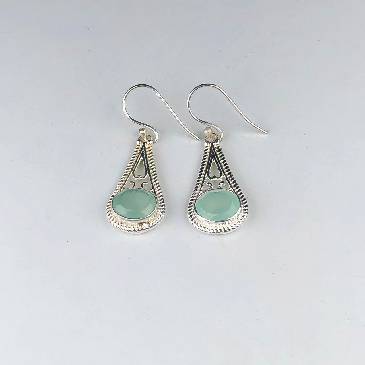 One of a kind Blue Opal Earrings Made of Brass Silver Polished Danglers