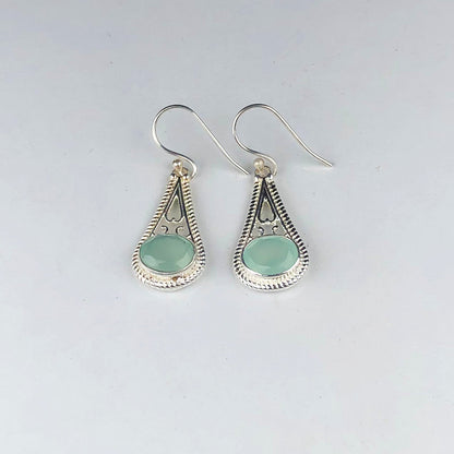 One of a kind Blue Opal Earrings Made of Brass Silver Polished Danglers