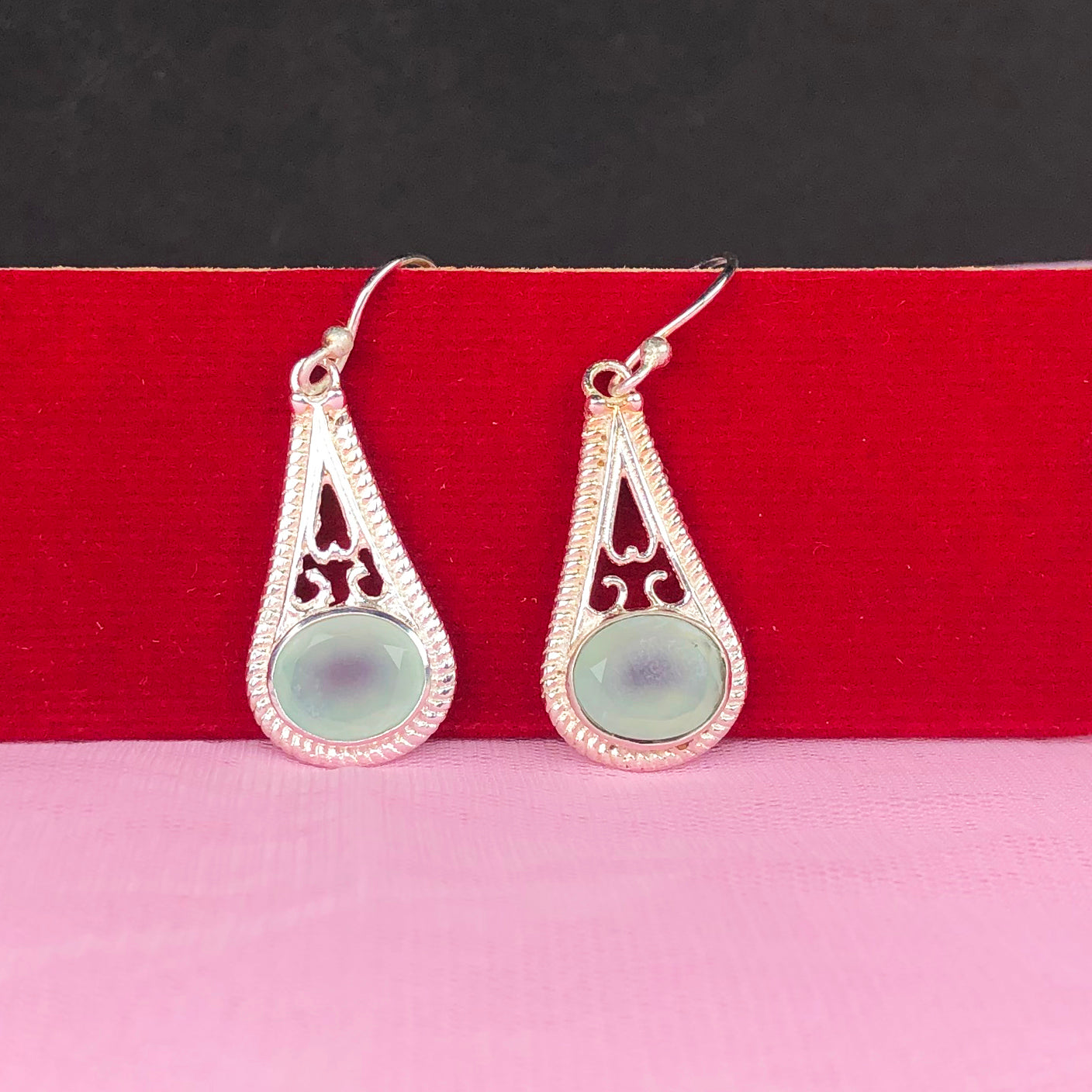 One of a kind Blue Opal Earrings Made of Brass Silver Polished Danglers