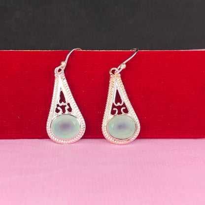 One of a kind Blue Opal Earrings Made of Brass Silver Polished Danglers