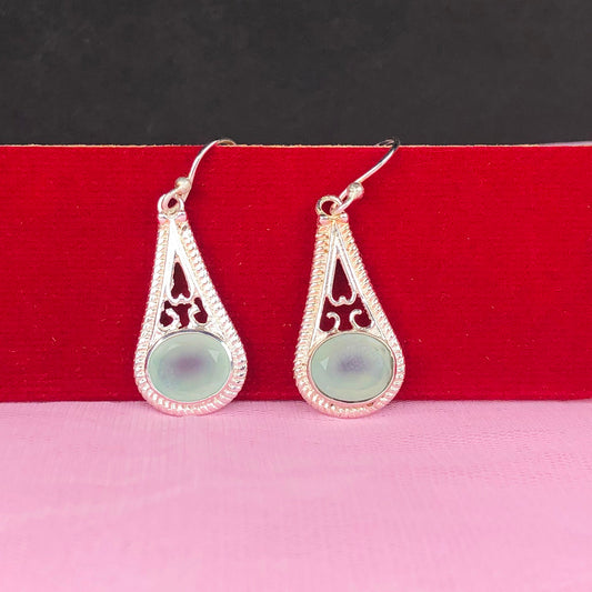 One of a kind Blue Opal Earrings Made of Brass Silver Polished Danglers