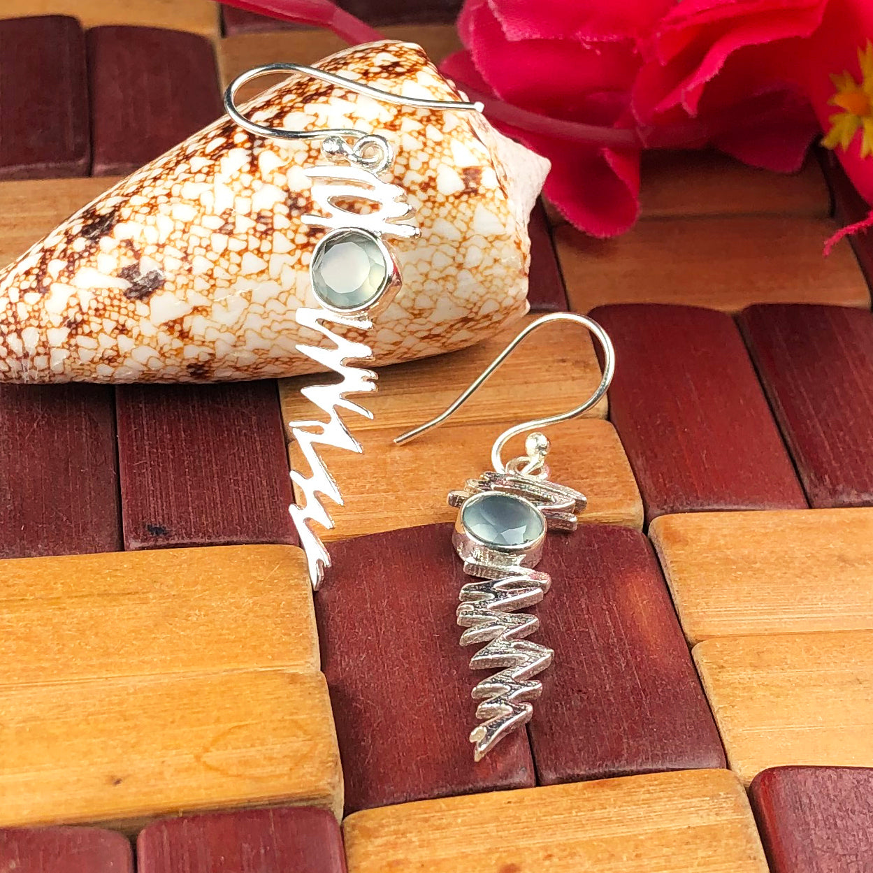 Awesome Blue Opal Earrings Made of Brass Silver Polished Danglers