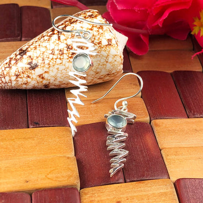 Awesome Blue Opal Earrings Made of Brass Silver Polished Danglers