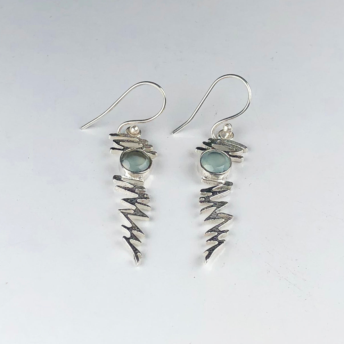 Awesome Blue Opal Earrings Made of Brass Silver Polished Danglers