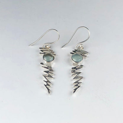 Awesome Blue Opal Earrings Made of Brass Silver Polished Danglers