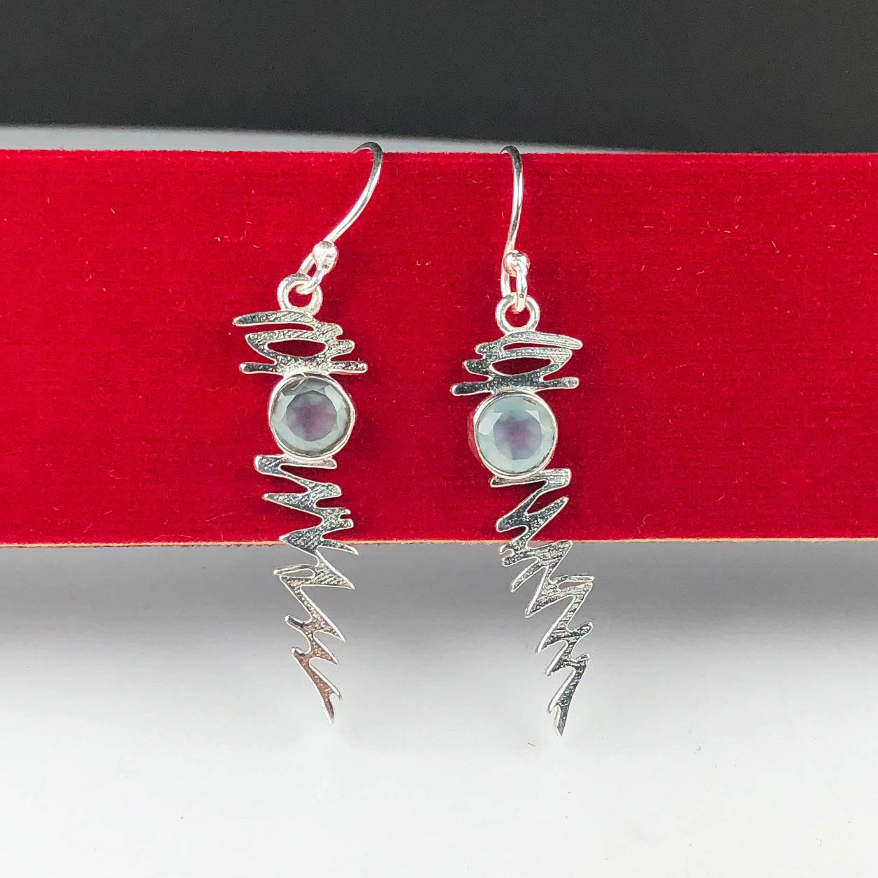 Awesome Blue Opal Earrings Made of Brass Silver Polished Danglers