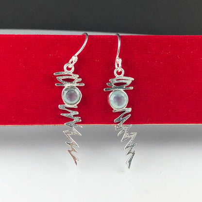 Awesome Blue Opal Earrings Made of Brass Silver Polished Danglers