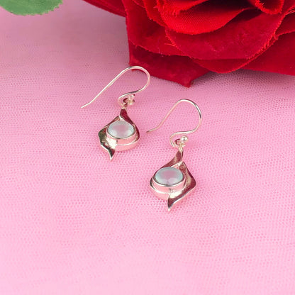 Wonderful Blue Opal Earrings Made of Brass Silver Polished Danglers