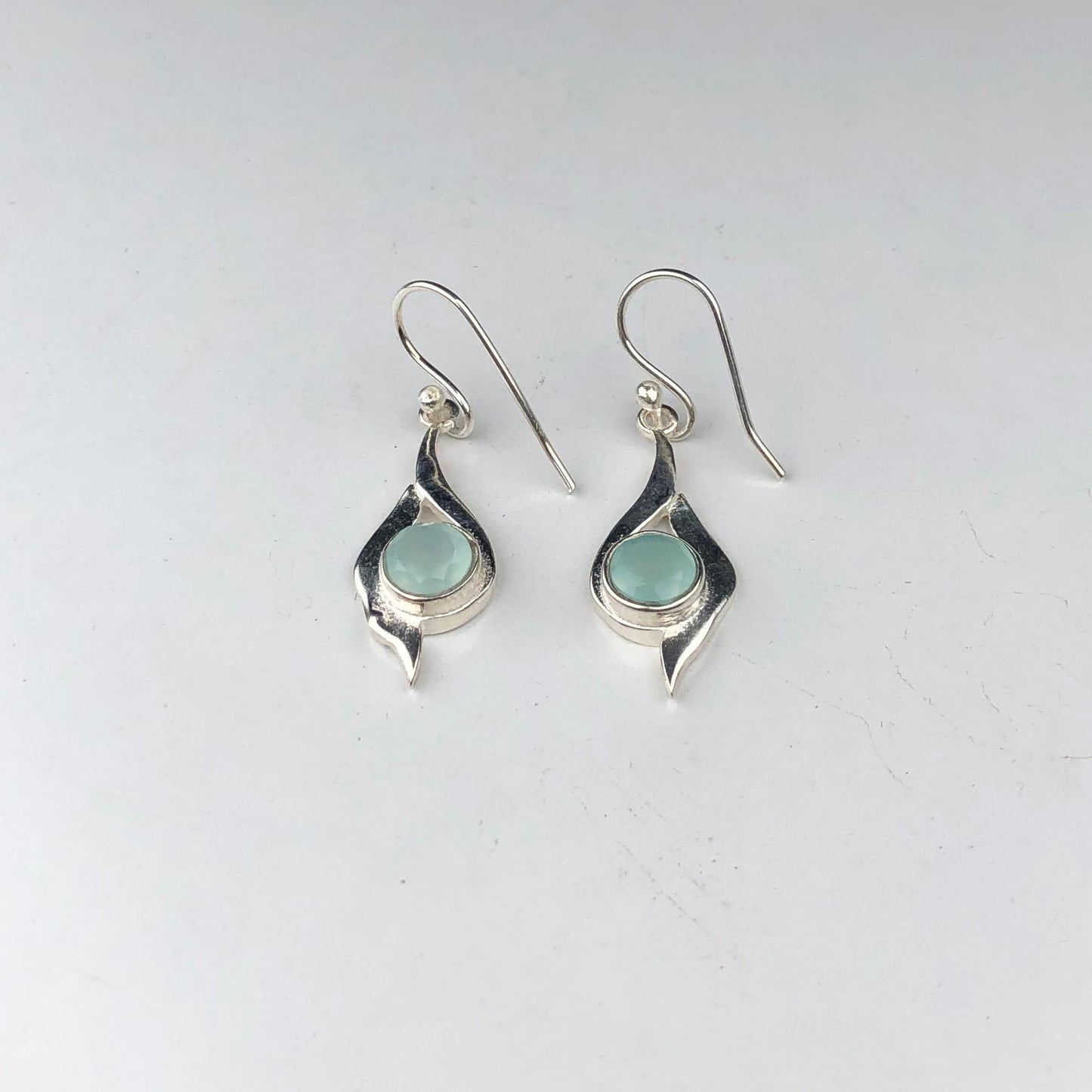 Wonderful Blue Opal Earrings Made of Brass Silver Polished Danglers