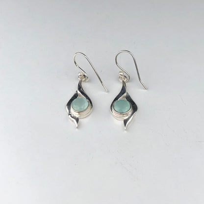 Wonderful Blue Opal Earrings Made of Brass Silver Polished Danglers