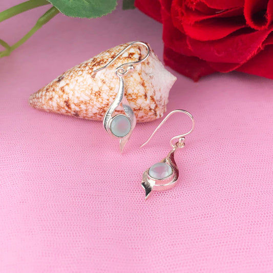 Wonderful Blue Opal Earrings Made of Brass Silver Polished Danglers