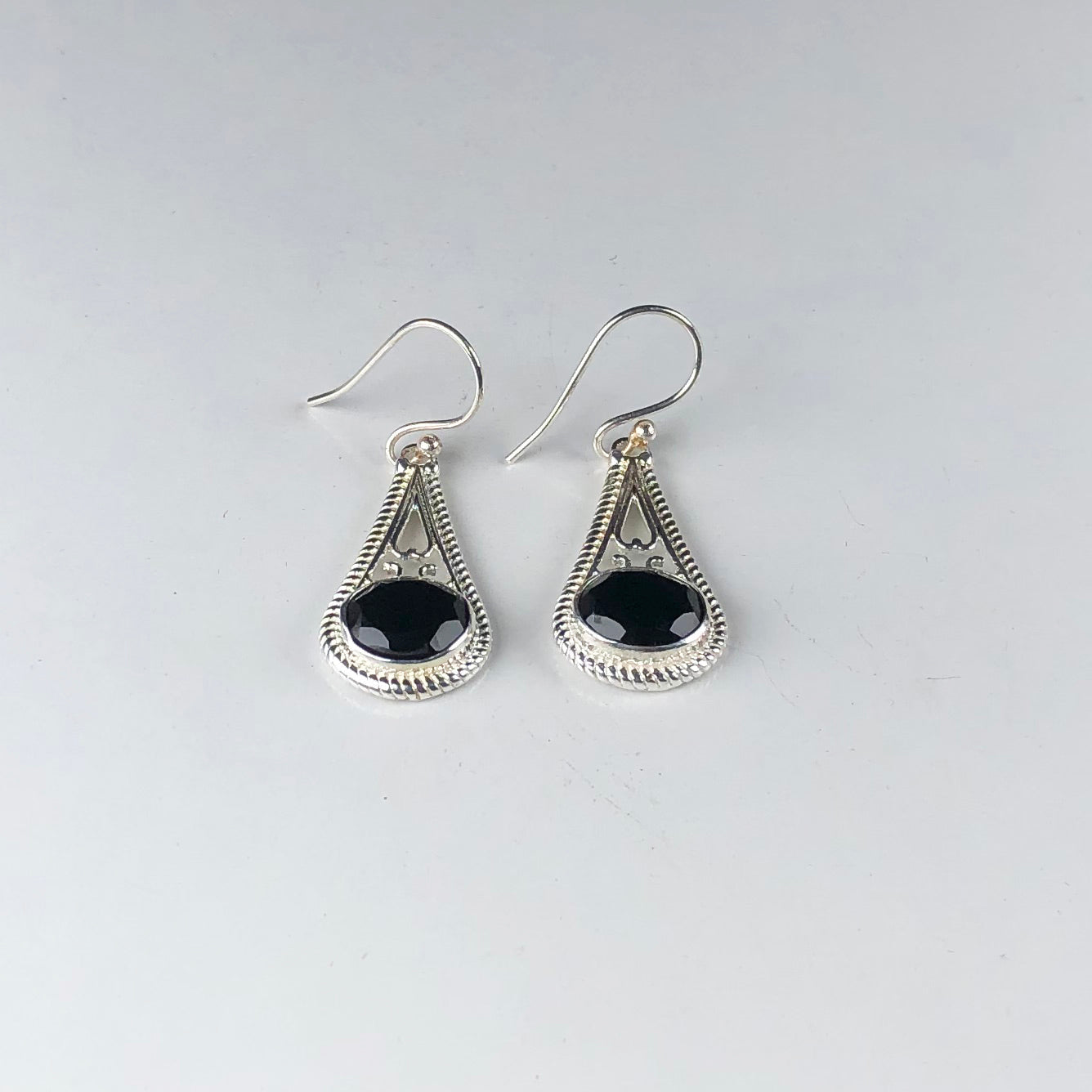 Gorgeous Black Spinel Earrings Made of Brass Silver Polished Danglers