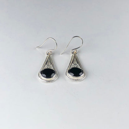 Gorgeous Black Spinel Earrings Made of Brass Silver Polished Danglers