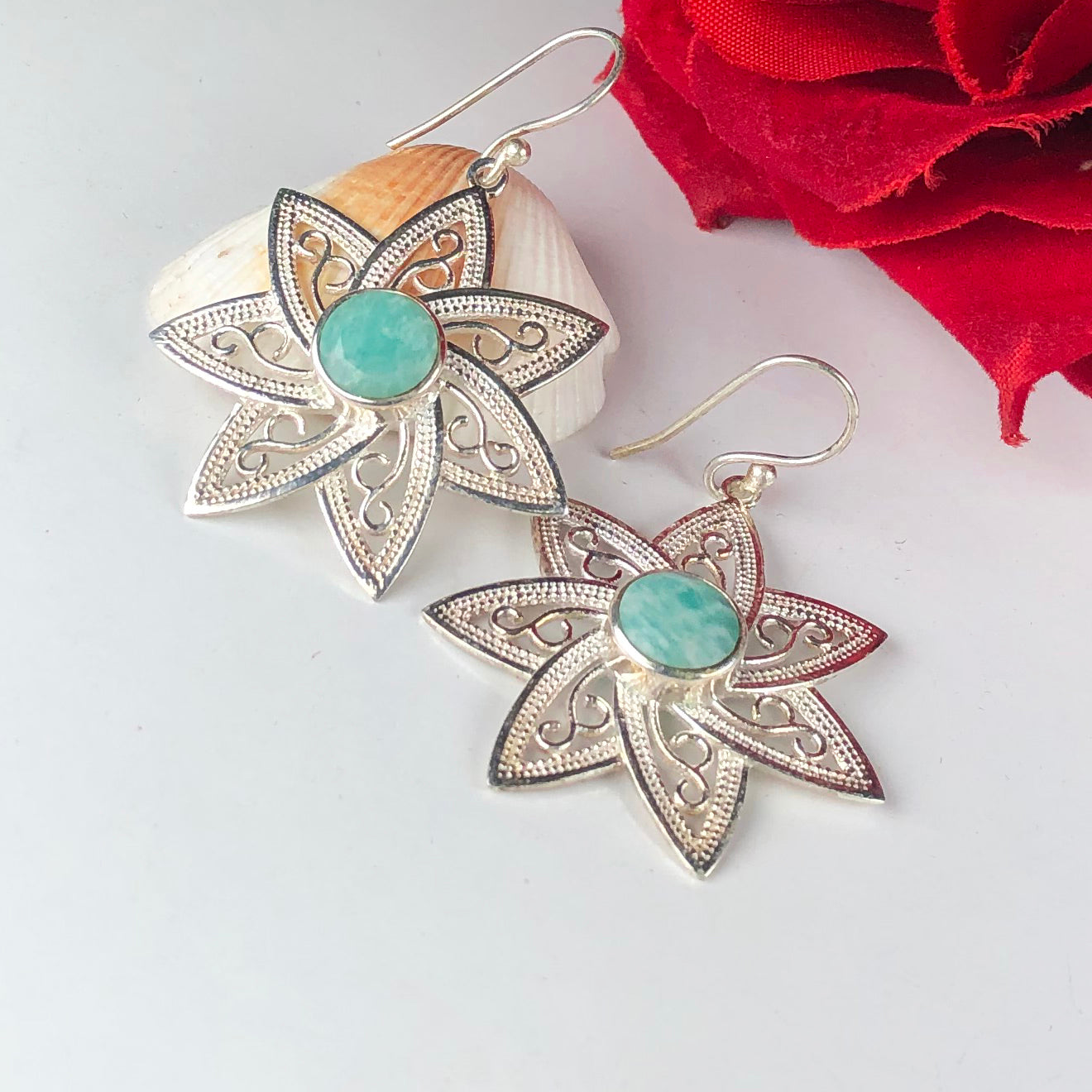 Amazing Blue Earrings Made of Brass Silver Polished Danglers
