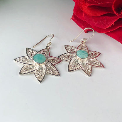 Amazing Blue Earrings Made of Brass Silver Polished Danglers