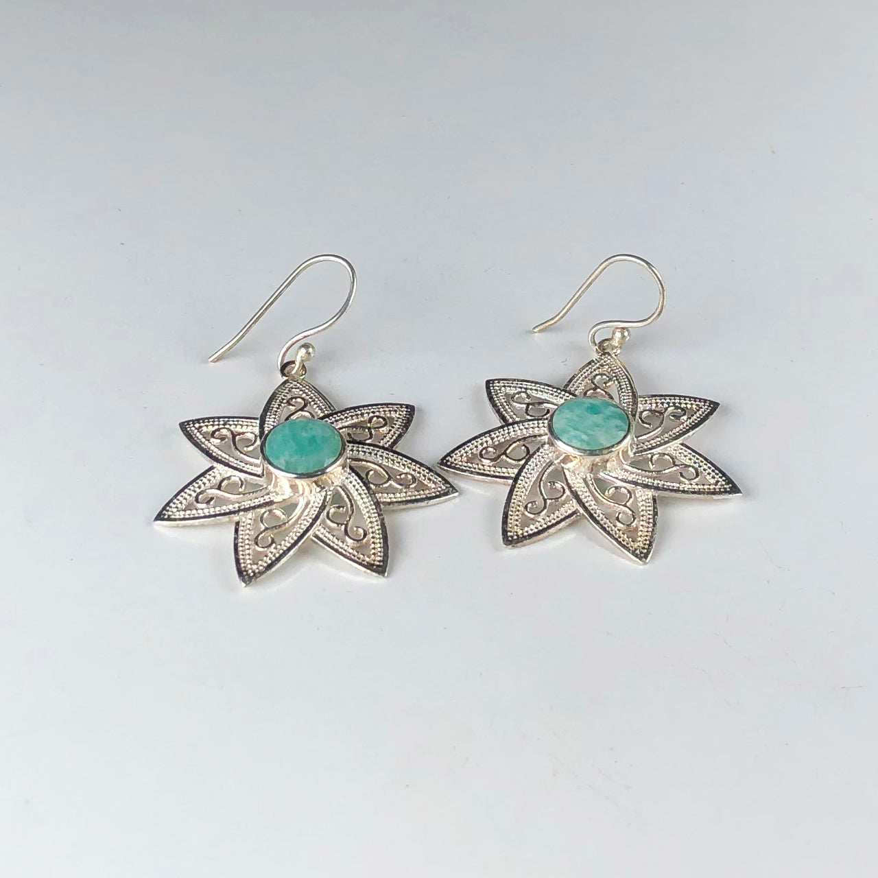 Amazing Blue Earrings Made of Brass Silver Polished Danglers