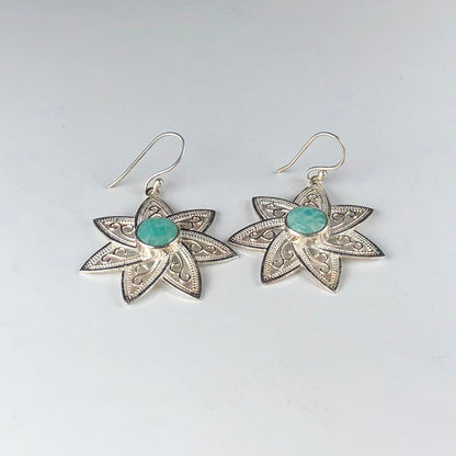 Amazing Blue Earrings Made of Brass Silver Polished Danglers