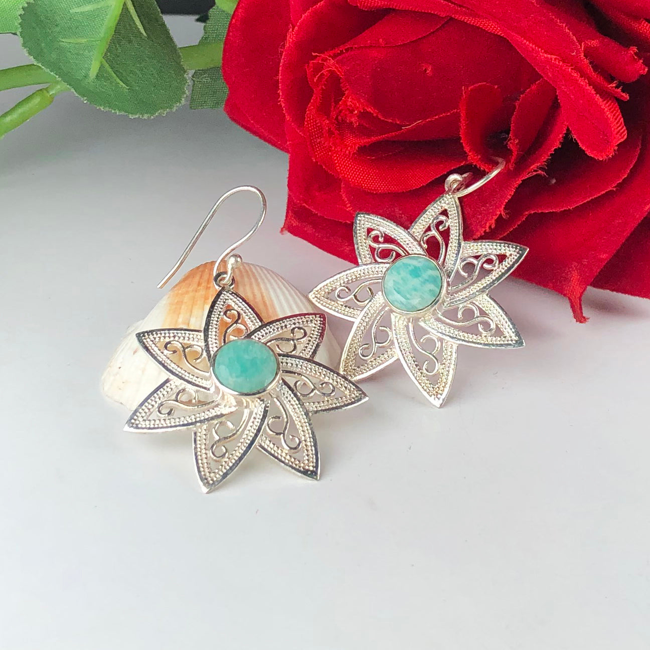 Amazing Blue Earrings Made of Brass Silver Polished Danglers