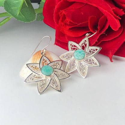 Amazing Blue Earrings Made of Brass Silver Polished Danglers