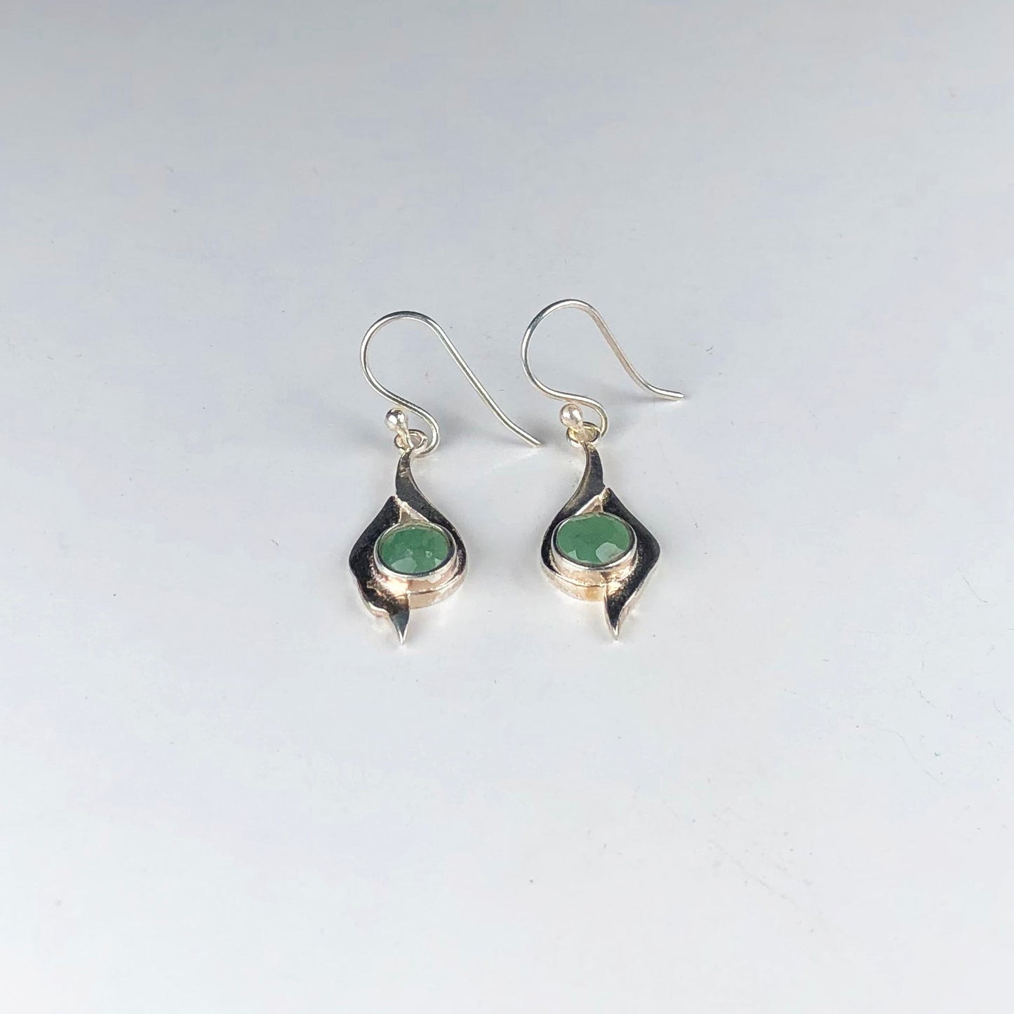 Gorgeous Green Aventurine Earrings Made of Brass Silver Polished Danglers