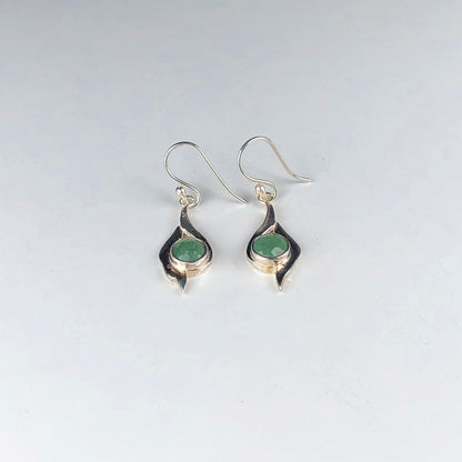 Gorgeous Green Aventurine Earrings Made of Brass Silver Polished Danglers
