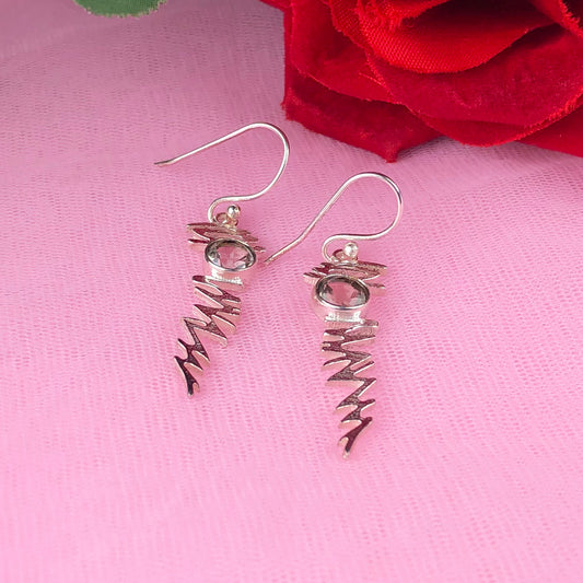 Gorgeous Green Amethyst Earrings Made of Brass Silver Polished Danglers