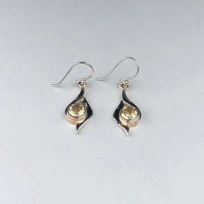 Wonderful Citrine Earrings Made of Brass Silver Polished Danglers