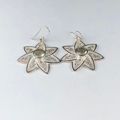 Awesome Green Amethyst Earrings Made of Brass Silver Polished Danglers