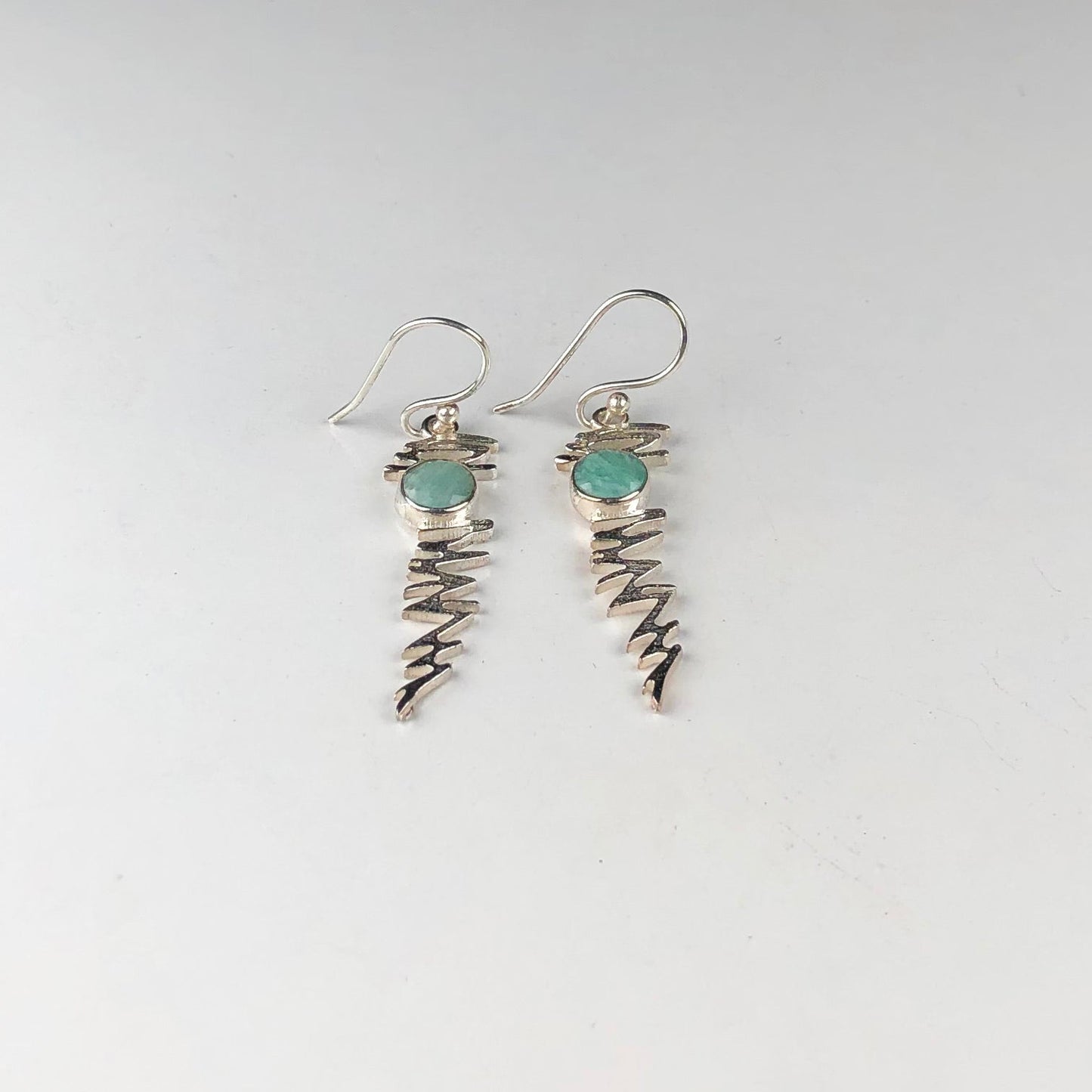 Modern Blue Earrings Made of Brass Silver Polished Danglers