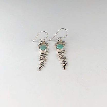 Modern Blue Earrings Made of Brass Silver Polished Danglers