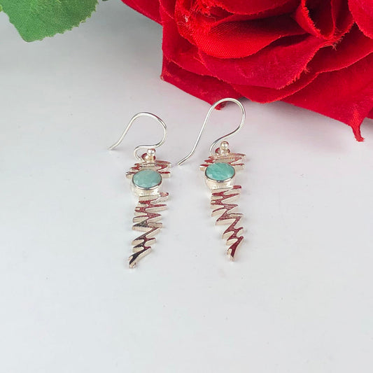 Modern Blue Earrings Made of Brass Silver Polished Danglers
