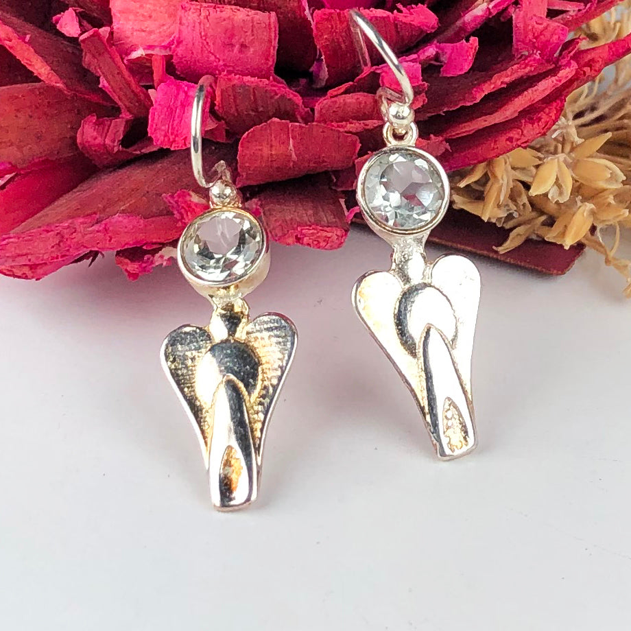Unique Green Amethyst Earrings Made of Brass Silver Polished Danglers