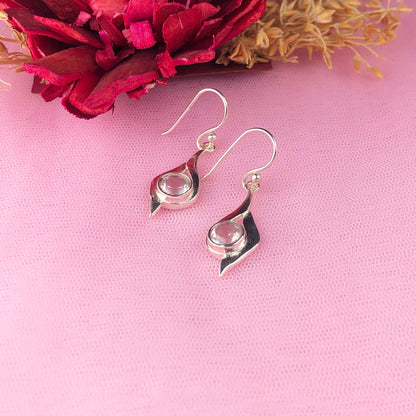 Fabulous Clear Quartz Earrings Made of Brass Silver Polished Danglers