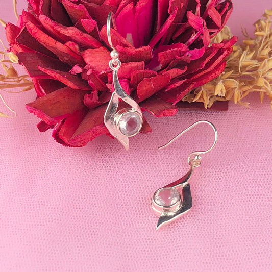 Fabulous Clear Quartz Earrings Made of Brass Silver Polished Danglers