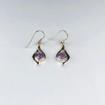 Alluring Purple Amethyst Earrings Made of Brass Silver Polished Danglers