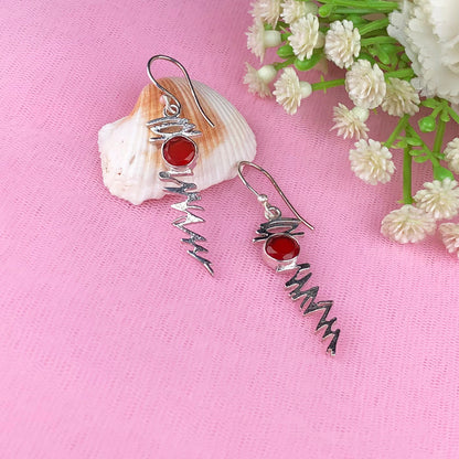Modern Orange Carnelian Earrings Made of Brass Silver Polished Danglers