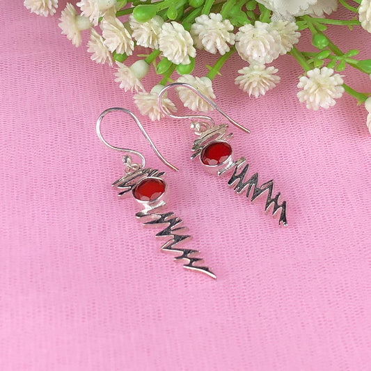 Modern Orange Carnelian Earrings Made of Brass Silver Polished Danglers
