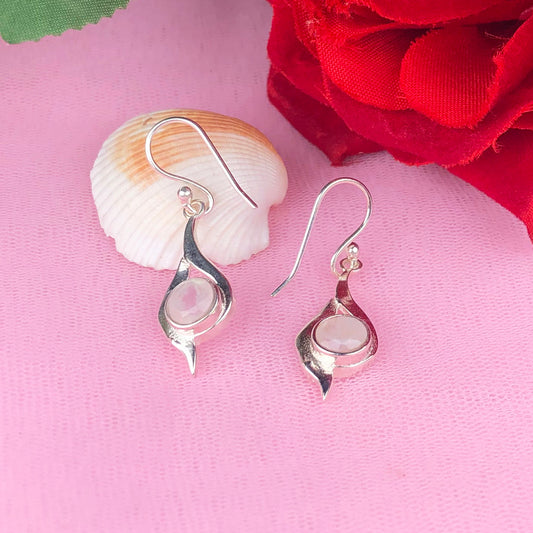 Intricate White Moonstone Earrings Made of Brass Silver Polished Danglers