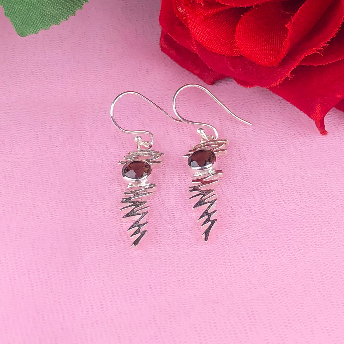 Wonderful Brown Smoky Quartz Earrings Made of Brass Silver Polished Danglers