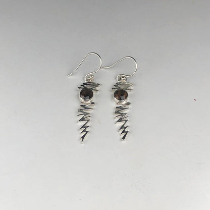 Wonderful Brown Smoky Quartz Earrings Made of Brass Silver Polished Danglers