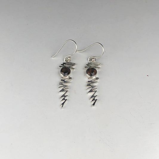 Wonderful Brown Smoky Quartz Earrings Made of Brass Silver Polished Danglers