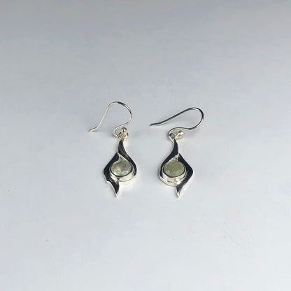 Fabulous Green Opal Earrings Made of Brass Silver Polished Danglers