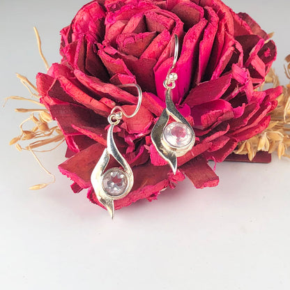 Modern Clear Quartz Earrings Made of Brass Silver Polished Danglers