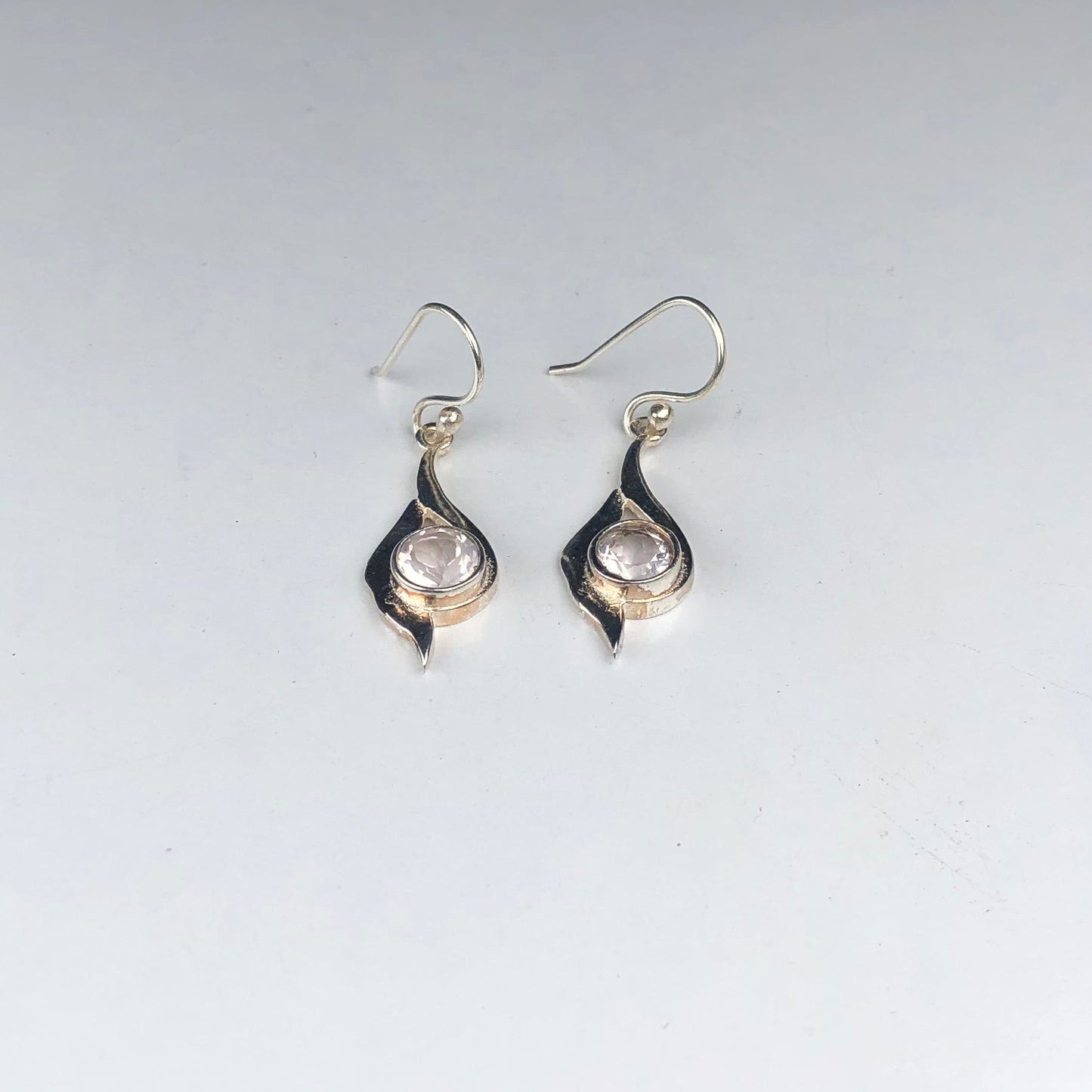 Modern Clear Quartz Earrings Made of Brass Silver Polished Danglers