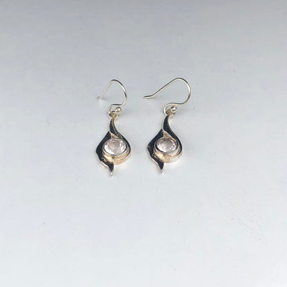 Modern Clear Quartz Earrings Made of Brass Silver Polished Danglers