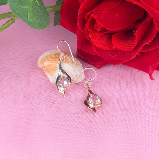 Modern Clear Quartz Earrings Made of Brass Silver Polished Danglers